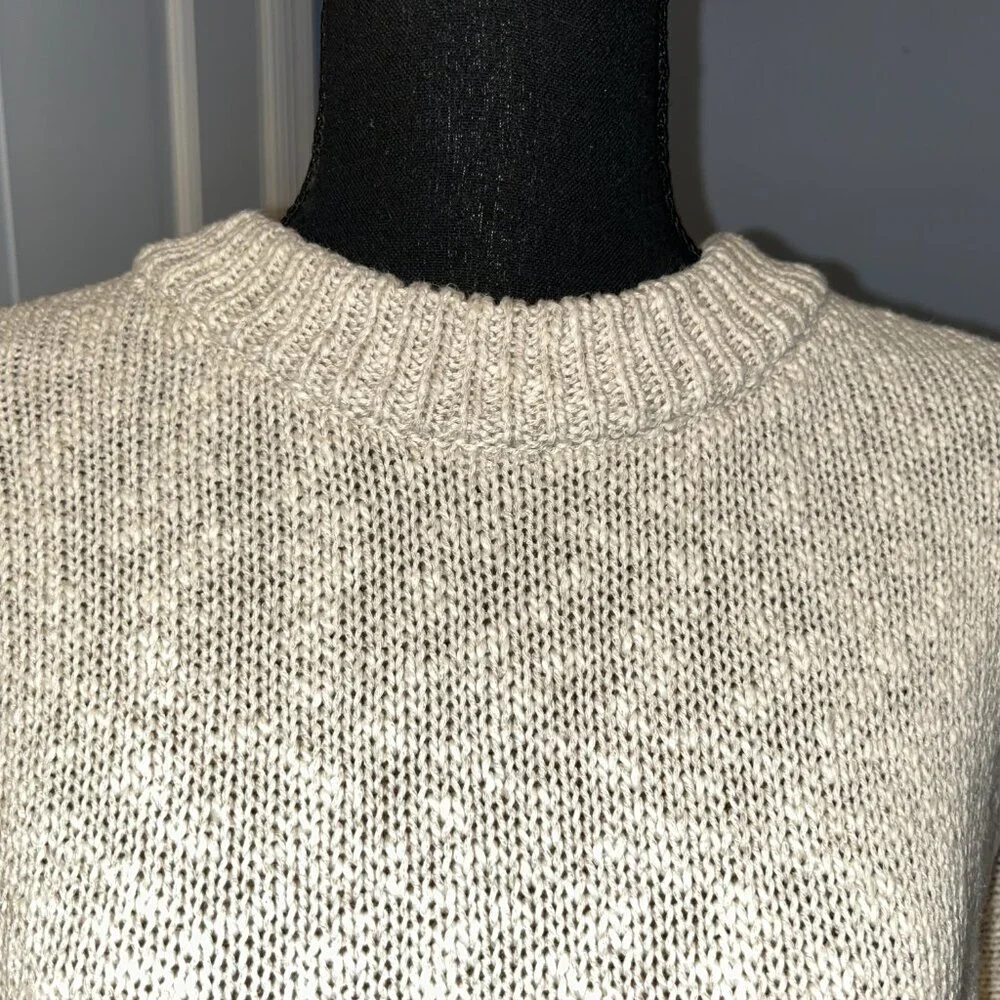 Jenni Kanye Cotton Linen Oversized Crew Neck, Oatmeal, Size Medium, Ladies - Picture 2 of 8